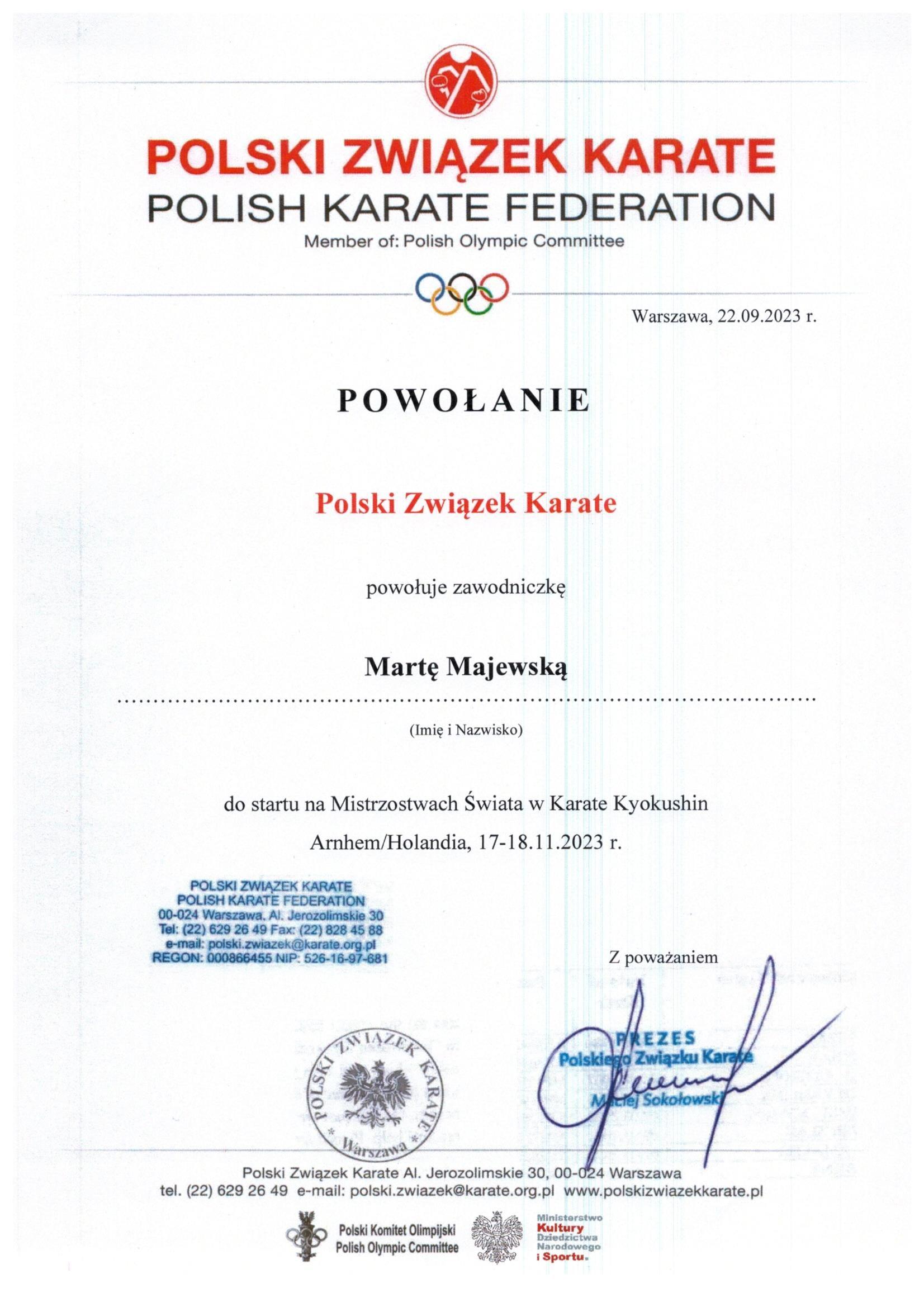 Zdj. nr. 6. Reprezentantki Polski na Mistrzostwach Świata w Karate Kyokushin 