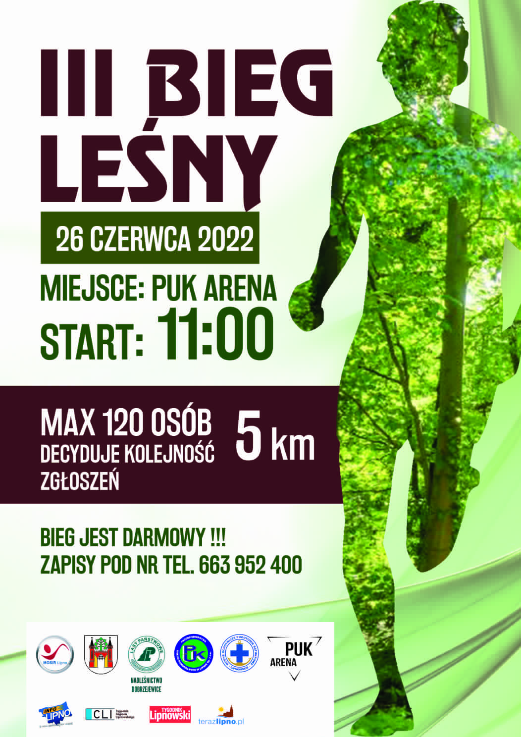 Plakat imprezy III Bieg Leśny - treść plakatu zamieszczona w informacji o biegu
