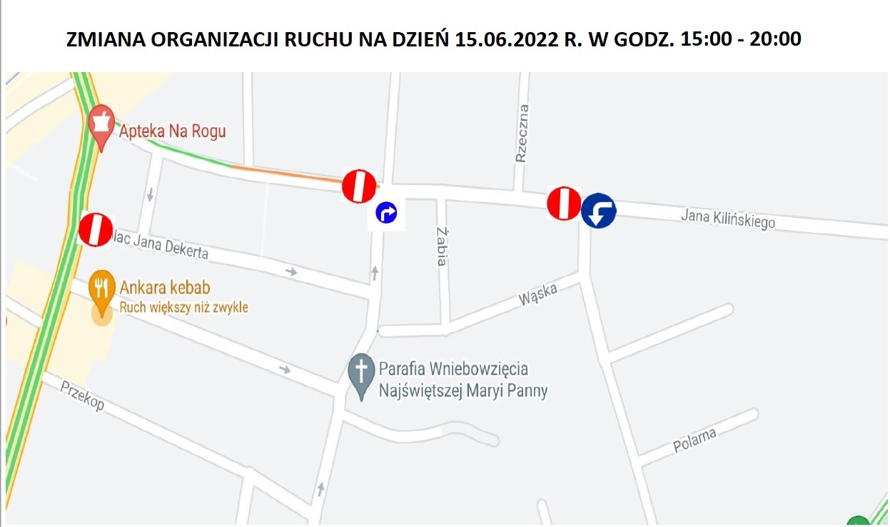 Mapa zmiany organizacji ruchu na Placu Dekerta w Lipnie