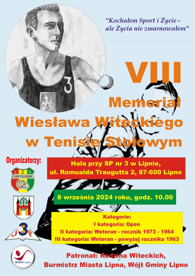 plakat VIII Memoriał Wiesława Witeckiego w Tenisie Stołowym