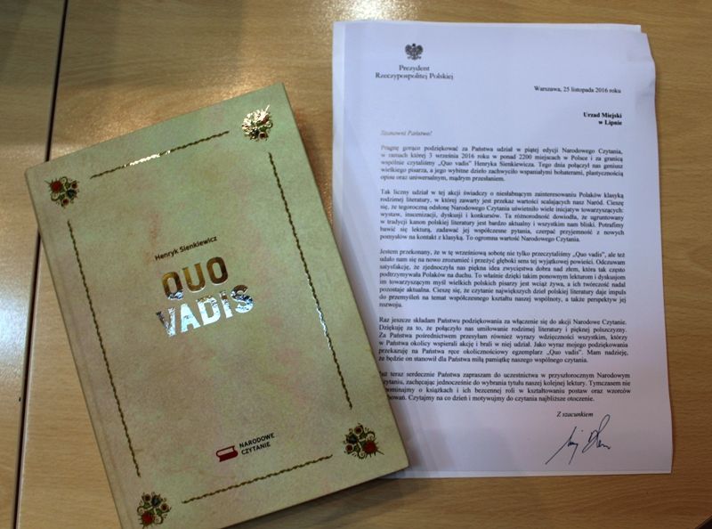 Podziękowania Prezydenta  za Narodowe Czytanie