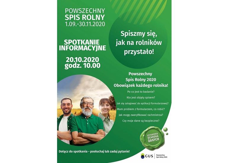 Powszechny Spis Rolny 2020 - spotkanie informacyjne (online)