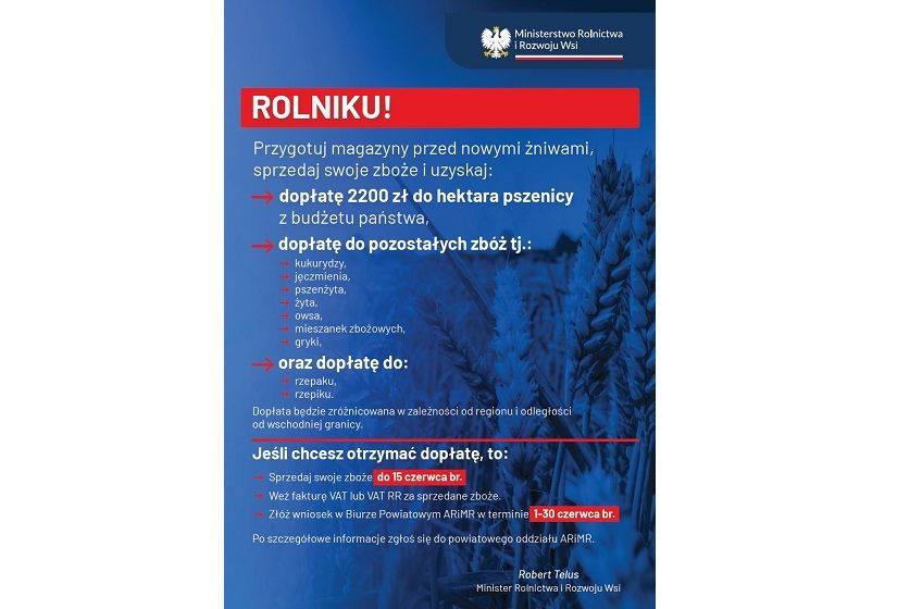 Komunikat Ministerstwa Rolnictwa i Rozwoju Wsi