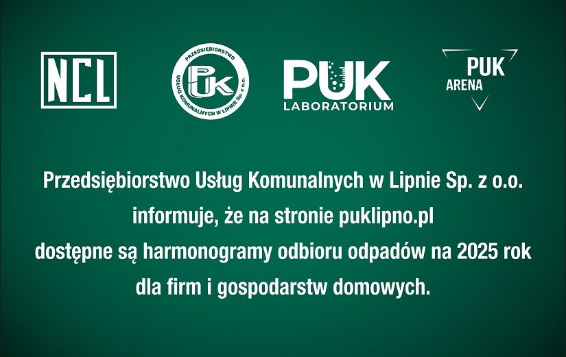 Harmonogramy odbioru odpadów na rok 2025