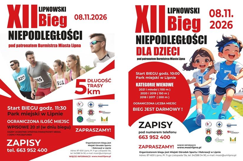 XII Lipnowski Bieg Niepodległości / Bieg dla Dzieci - zapisy