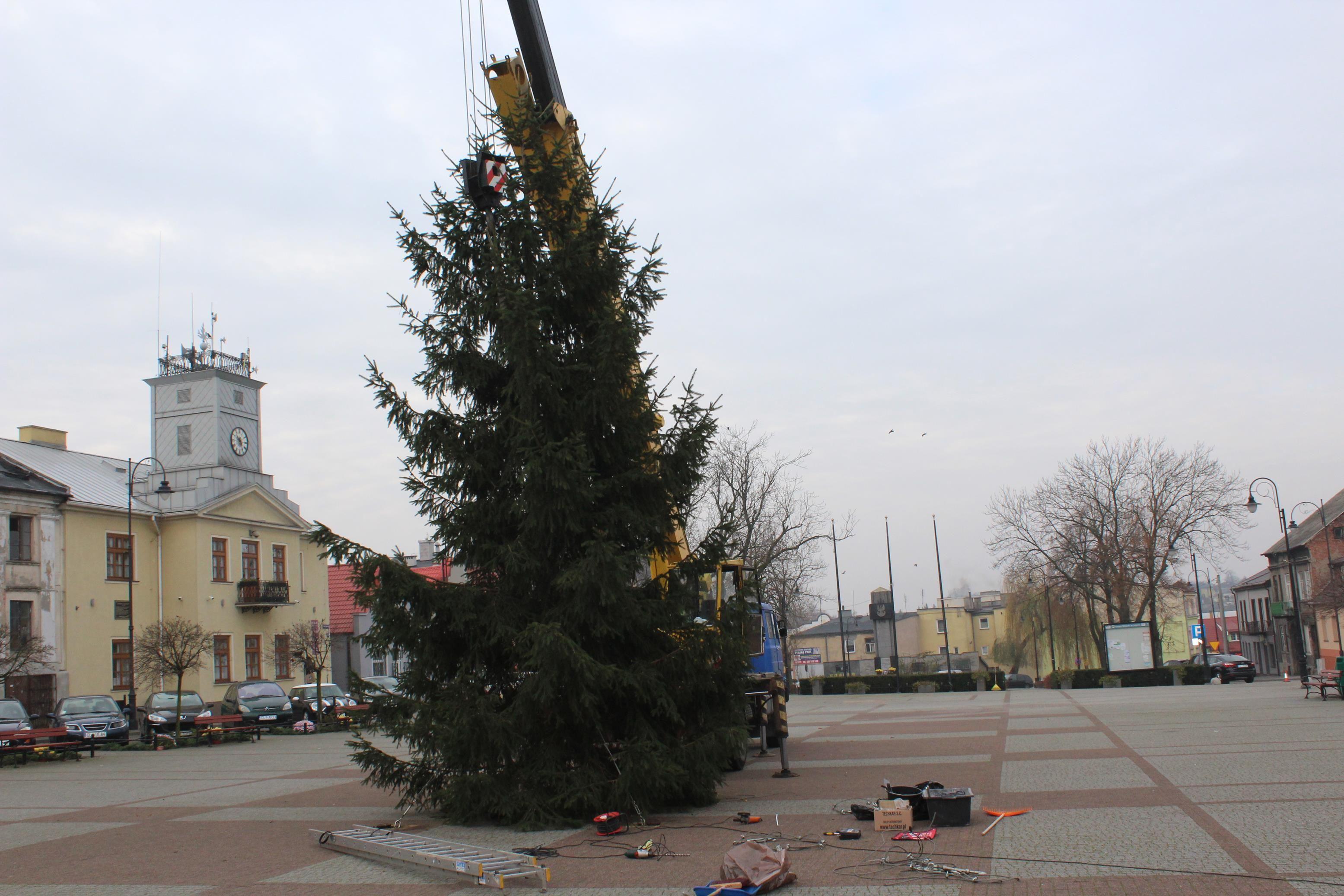 Instalacja choinki na Placu Dekerta - kliknięcie spowoduje powiększenie