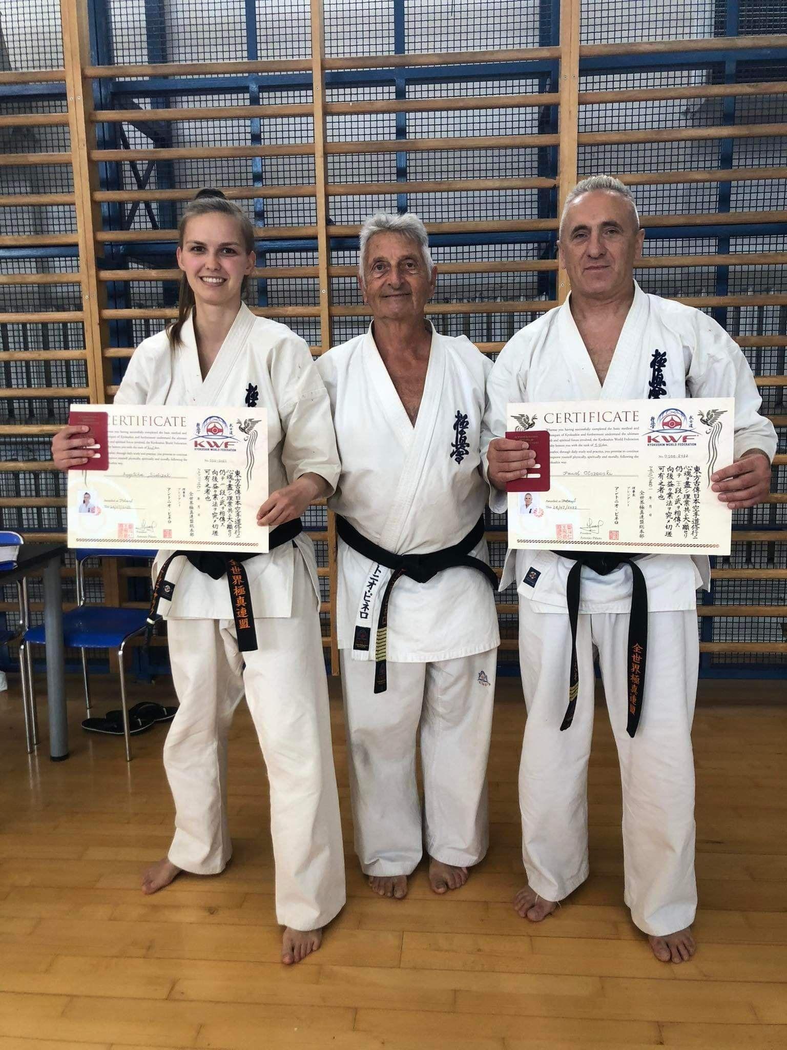 Prezydent Kyokushn Word Federation shihan Antonio Pinero 9 Dan, Shihan Paweł Olszewski i sensei Angelika Sielczak