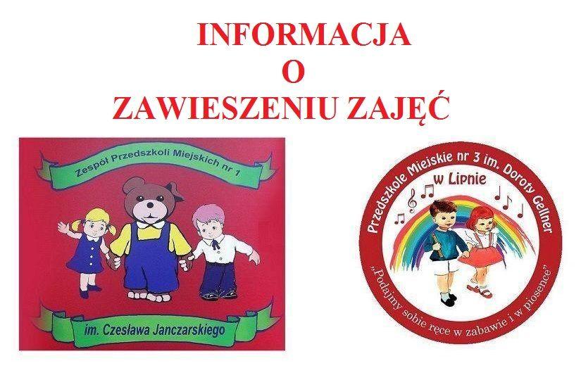 Informacja o zawieszonych zajęciach w grupach przedszkolnych