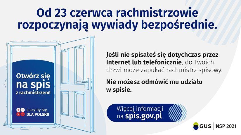 NSP 2021 - Informacja o realizacji wywiadów bezpośrednich w terenie od 23 czerwca