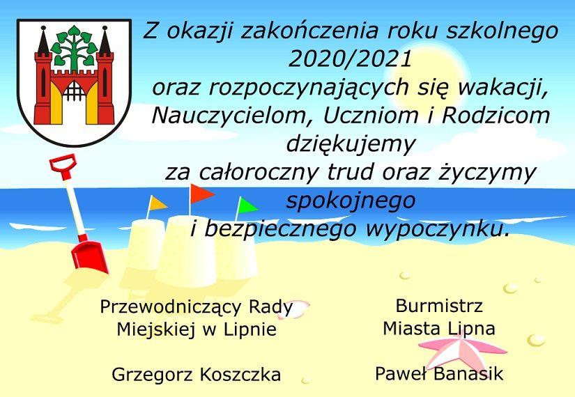 Zakończenie roku szkolnego 2020/2021 (+ zdjęcia z zakończenia 8 klas w SP nr 2, 3, 5 w Lipnie)