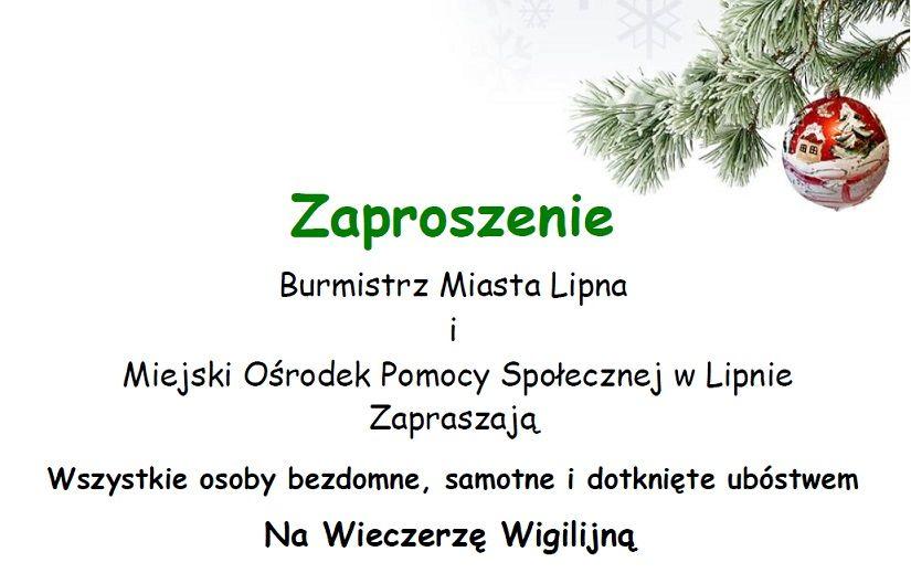 Zaproszenie na wieczerzę wigilijną