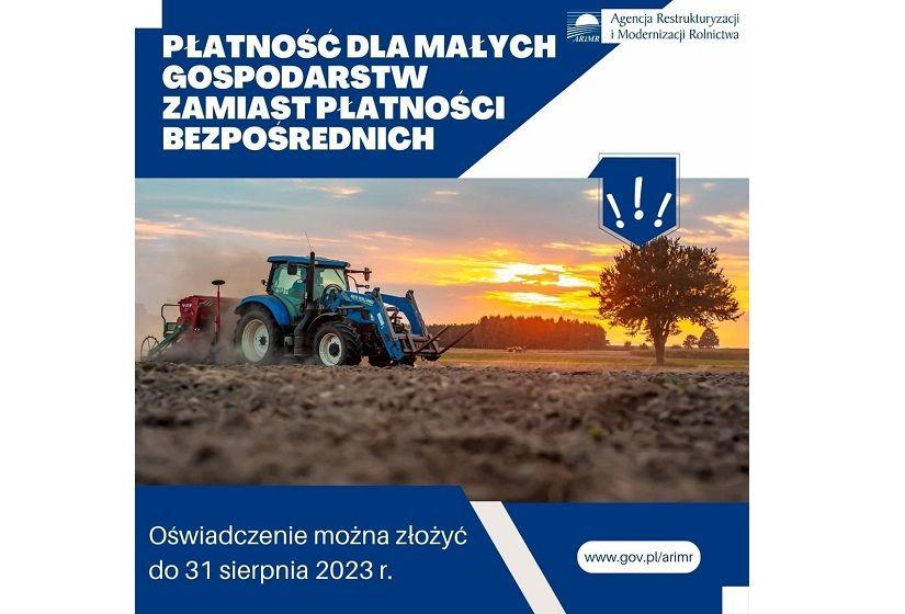 Informacja ARiMR - Płatność dla małych gospodarstw zamiast płatności bezpośrednich