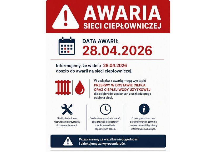 Awaria na sieci ciepłowniczej