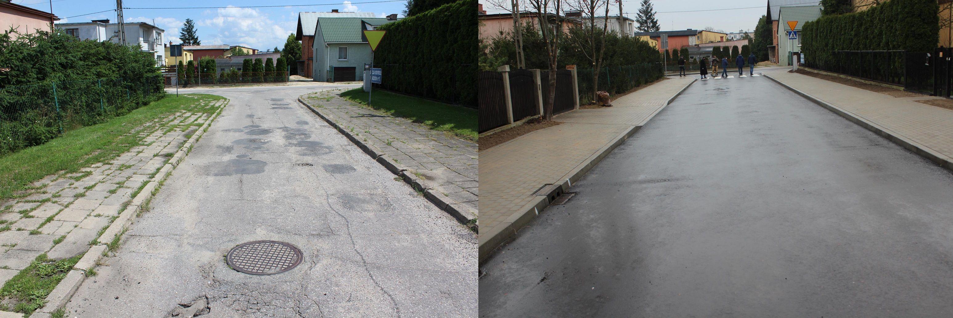 Przebudowa ulicy Tulipanowej - stan przed i po remoncie - kliknięcie spowoduje powiększenie