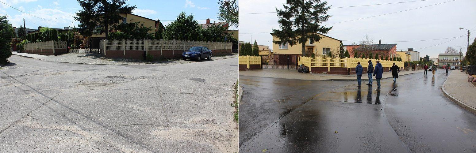 Przebudowa ulicy Tulipanowej - stan przed i po remoncie - kliknięcie spowoduje powiększenie