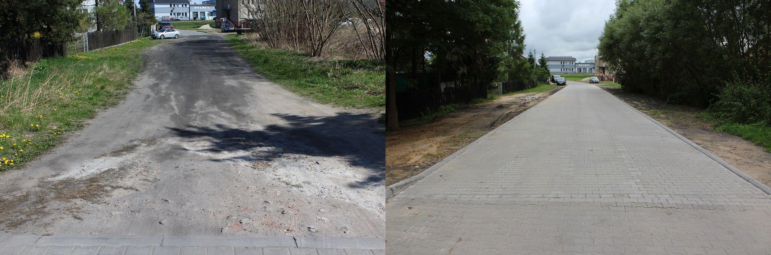 ul. Akacjowa w Lipnie - stan przed i po remoncie