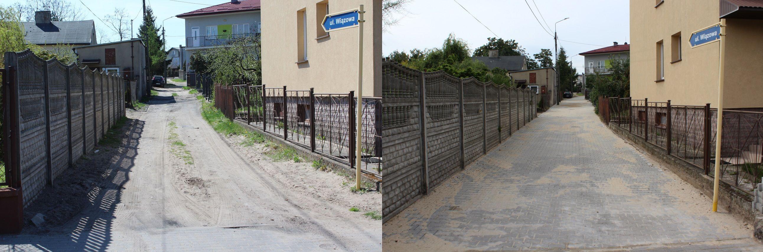 ul. Wiązowa w Lipnie - stan przed i po remoncie