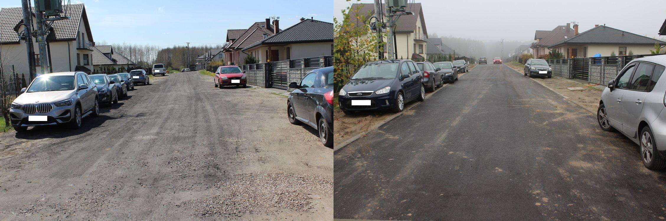 ul. Platanowa w Lipnie - stan przed i po remoncie
