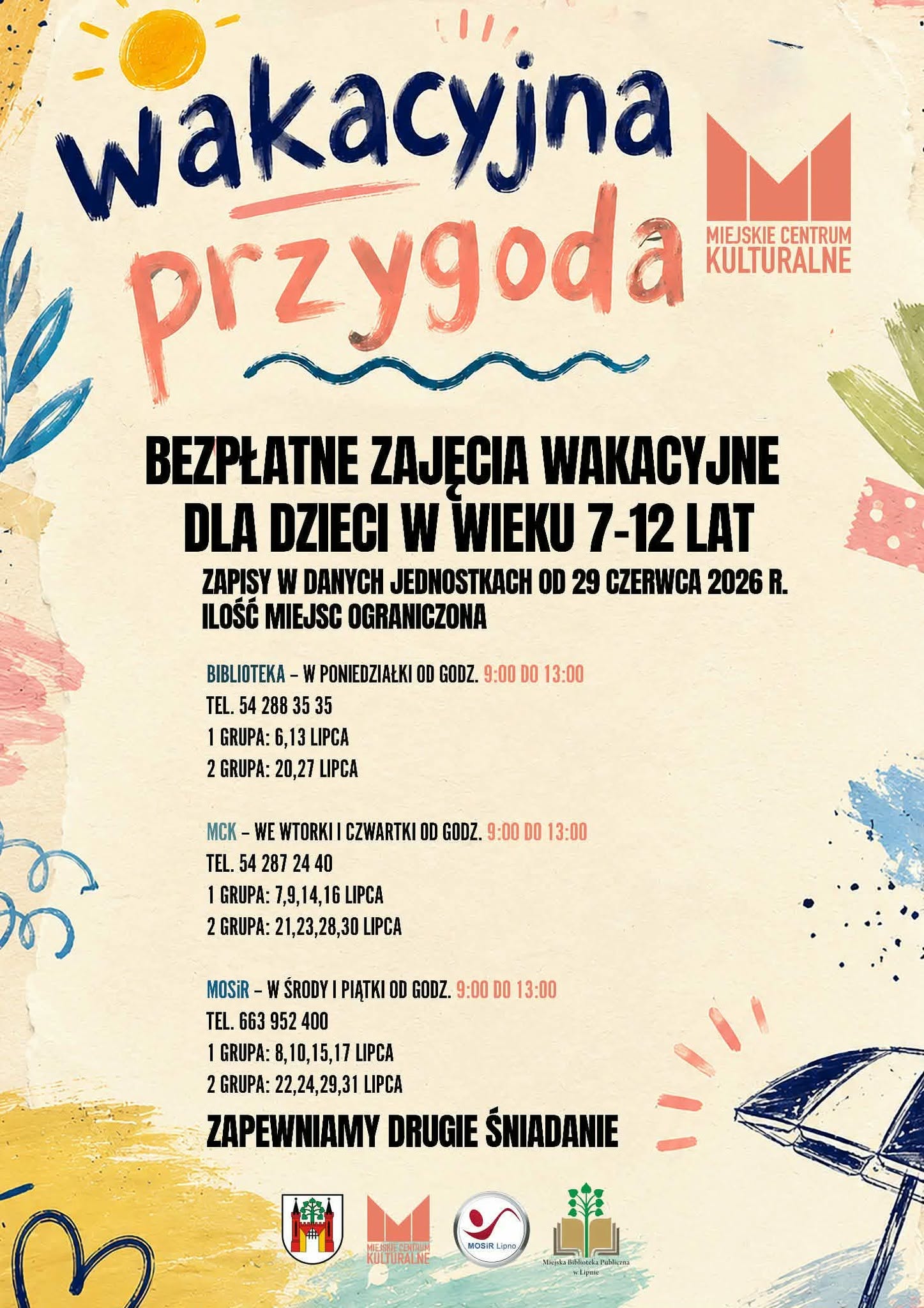 Plakat wydarzenia - zajęcia wakacyjne